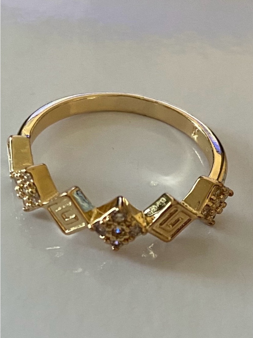Gold Geometric CZ Accent Ring
